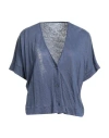Majestic Filatures Woman Cardigan Navy Size 1 Linen, Elastane In Navy Blue