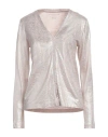 Majestic Filatures Woman Cardigan Silver Size 2 Linen, Elastane In Pink