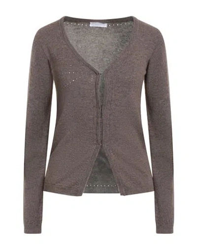 Majestic Filatures Woman Cardigan Taupe Size 1 Wool, Cashmere In Gray