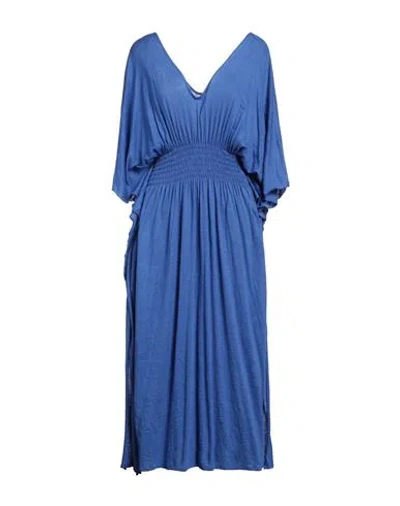Majestic Filatures Woman Maxi Dress Blue Size 2 Linen, Elastane
