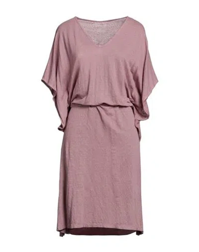 Majestic Filatures Woman Midi Dress Antique Rose Size 1 Linen, Elastane In Pink