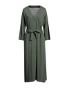 Shop Majestic Filatures Woman Midi Dress Dark Green Size 1 Linen, Elastane