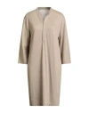 Majestic Filatures Woman Midi Dress Khaki Size 1 Linen, Elastane In Neutral