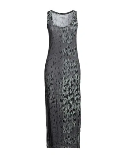 Majestic Filatures Woman Midi Dress Lead Size 1 Viscose, Linen, Elastane In Grey