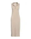 Majestic Filatures Woman Midi Dress Light Brown Size 1 Lyocell, Cotton In Beige