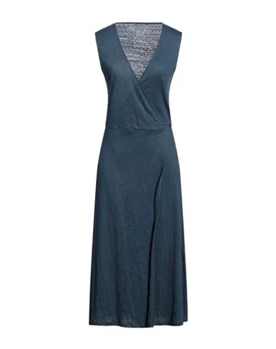 Majestic Filatures Woman Midi Dress Midnight Blue Size 1 Linen, Elastane