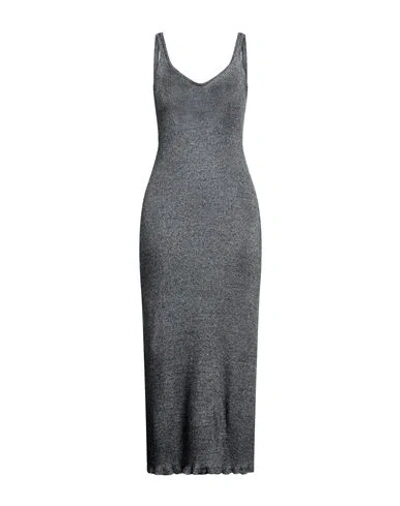 Majestic Filatures Woman Midi Dress Navy Blue Size 1 Viscose, Metallic Fiber In Gray