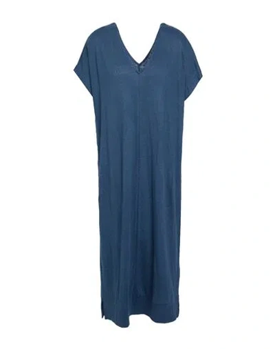 Majestic Filatures Woman Midi Dress Navy Size 1 Linen, Elastane In Blue