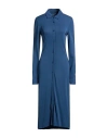 Majestic Filatures Woman Midi Dress Slate Blue Size 1 Linen, Eco Polyester In Blue