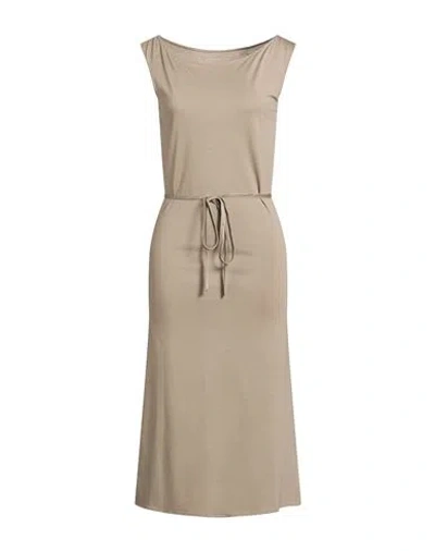 Majestic Filatures Woman Midi Dress Taupe Size 1 Lyocell, Organic Cotton In Gray