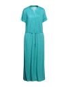 Majestic Filatures Woman Midi Dress Turquoise Size 0 Linen, Elastane In Blue