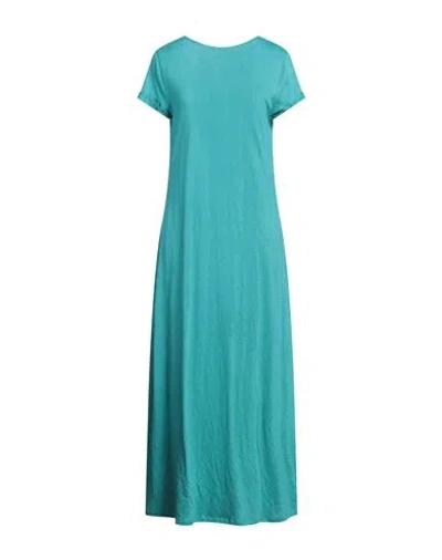 Majestic Filatures Woman Maxi Dress Turquoise Size 2 Linen, Elastane In Blue