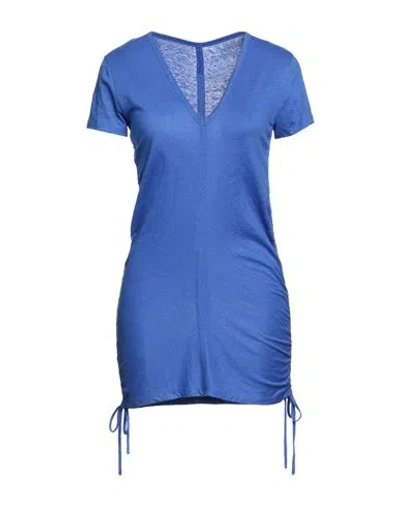 Majestic Filatures Woman Mini Dress Bright Blue Size 1 Linen, Elastane