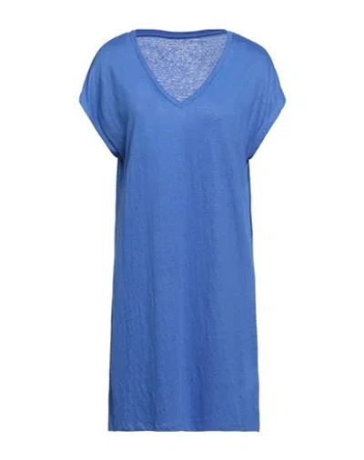 Majestic Filatures Woman Mini Dress Bright Blue Size 1 Linen, Elastane