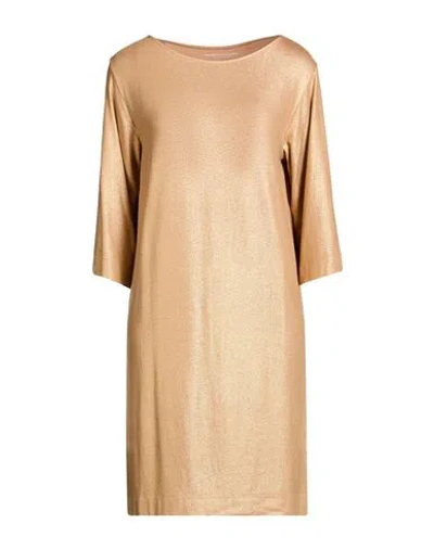 Majestic Filatures Woman Mini Dress Gold Size 1 Viscose, Elastane In Brown