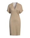 Majestic Filatures Woman Mini Dress Khaki Size 1 Linen In Beige