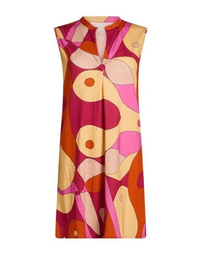 Majestic Filatures Woman Mini Dress Rust Size 1 Linen, Cotton In Red