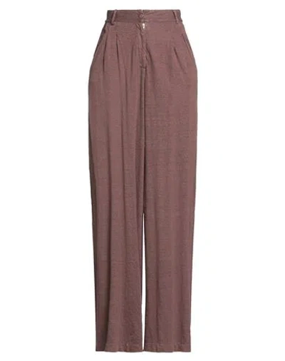 Majestic Filatures Woman Pants Brown Size 1 Linen, Elastane