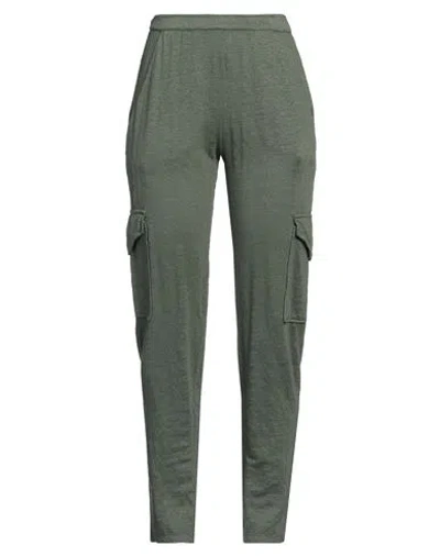 Majestic Filatures Woman Pants Military Green Size 1 Linen, Elastane