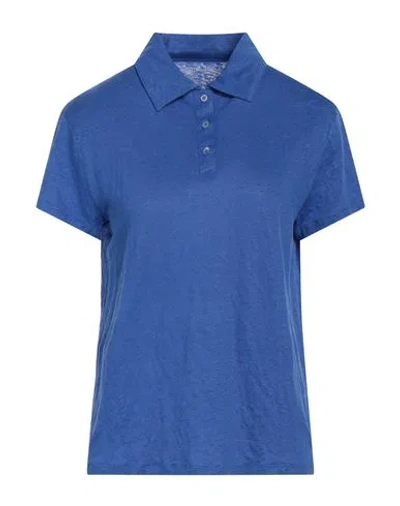 Majestic Filatures Woman Polo Shirt Bright Blue Size 4 Linen, Elastane