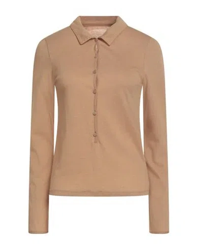 Majestic Filatures Woman Polo Shirt Camel Size 1 Organic Cotton, Cashmere In Brown