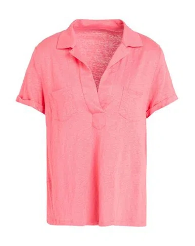 Majestic Filatures Woman Polo Shirt Coral Size 5 Linen, Elastane In Red