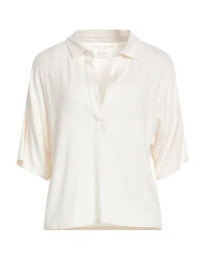 Majestic Filatures Woman Polo Shirt Cream Size 1 Viscose, Elastane In White