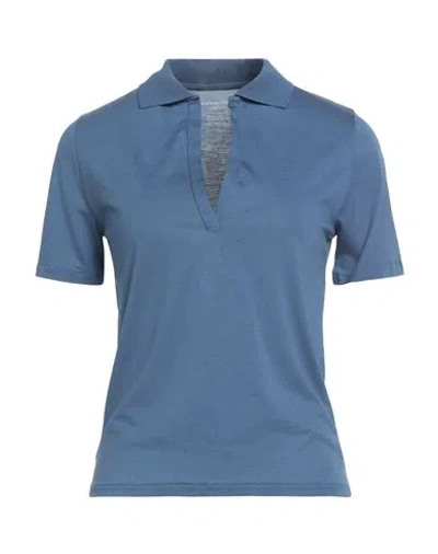 Majestic Filatures Woman Polo Shirt Slate Blue Size 1 Lyocell, Organic Cotton