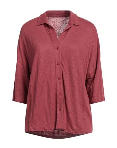 Majestic Filatures Woman Shirt Brick Size 1 Linen, Elastane In Red