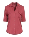 Majestic Filatures Woman Shirt Brick Red Size 4 Viscose, Elastane