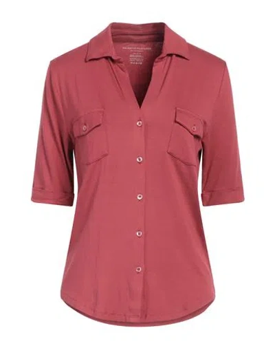 Majestic Filatures Woman Shirt Brick Red Size 4 Viscose, Elastane