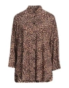 Majestic Filatures Woman Shirt Brown Size 1 Viscose, Linen, Elastane In Brown