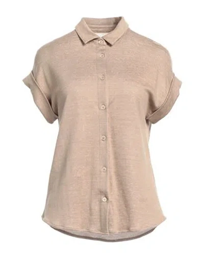 Majestic Filatures Woman Shirt Khaki Size 1 Linen In Beige