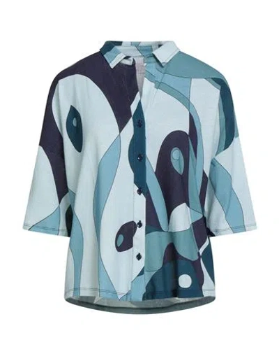 Majestic Filatures Woman Shirt Light Blue Size 1 Cotton, Linen