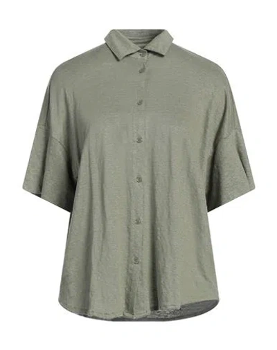 Majestic Filatures Woman Shirt Military Green Size 3 Linen, Elastane