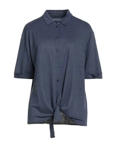 Majestic Filatures Woman Shirt Navy Size 4 Linen, Elastane In Gray