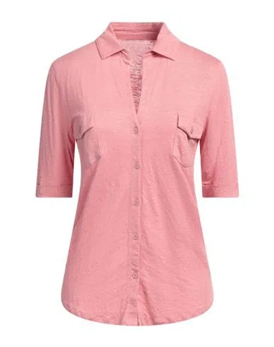 Majestic Filatures Woman Shirt Salmon Pink Size 3 Linen, Elastane In Salmon Pink