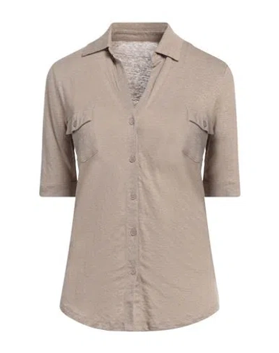 Majestic Filatures Woman Shirt Sand Size 0 Linen, Elastane In Beige