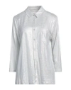 Majestic Filatures Woman Shirt Silver Size 3 Linen, Elastane In Silver