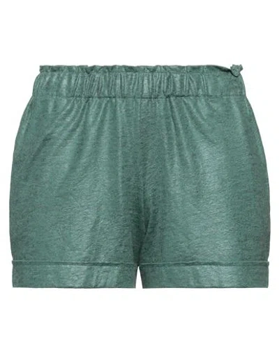 Majestic Filatures Woman Shorts & Bermuda Shorts Green Size 1 Linen, Elastane