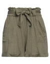 Majestic Filatures Woman Shorts & Bermuda Shorts Military Green Size 1 Linen, Elastane In Green