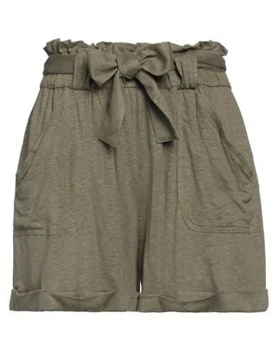 Majestic Filatures Woman Shorts & Bermuda Shorts Military Green Size 1 Linen, Elastane