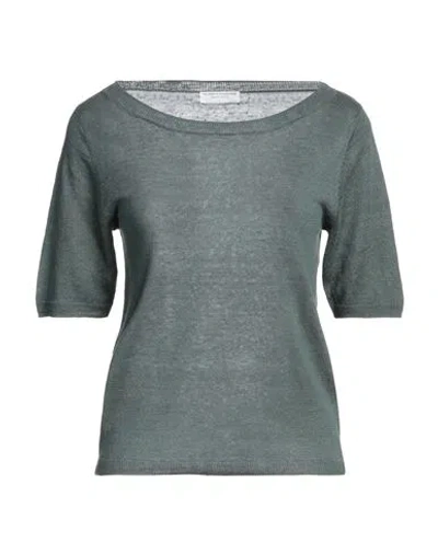Majestic Filatures Woman Sweater Military Green Size 1 Linen In Gray