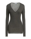 Majestic Filatures Woman Sweater Military Green Size 1 Merino Wool In Gray
