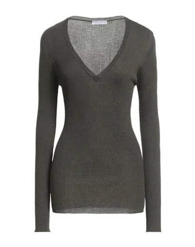 Majestic Filatures Woman Sweater Military Green Size 1 Merino Wool In Gray