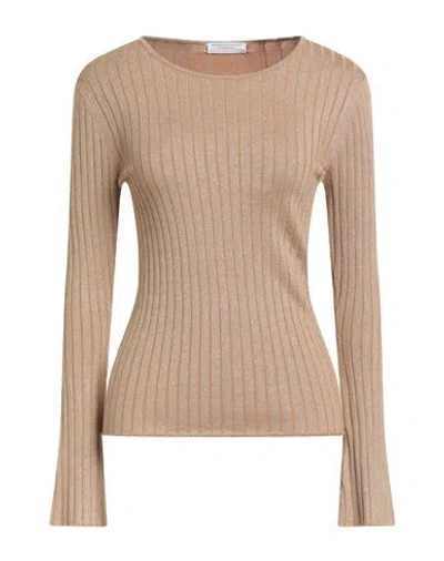 Majestic Filatures Woman Sweater Sand Size 1 Organic Cotton, Viscose, Elastane, Metallic Fiber In Brown