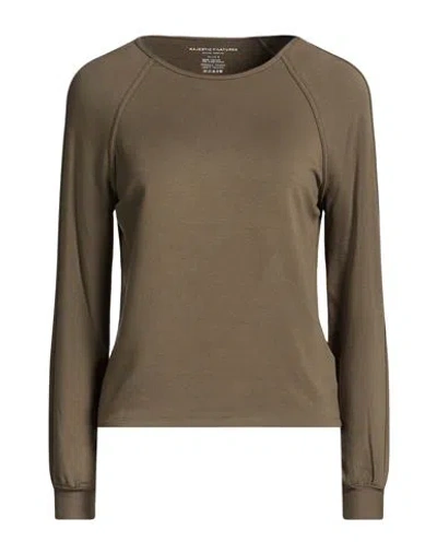 Majestic Filatures Woman Sweatshirt Military Green Size 1 Viscose, Elastane In Brown