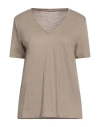 Majestic Filatures Woman T-shirt Beige Size 1 Linen, Elastane In Brown
