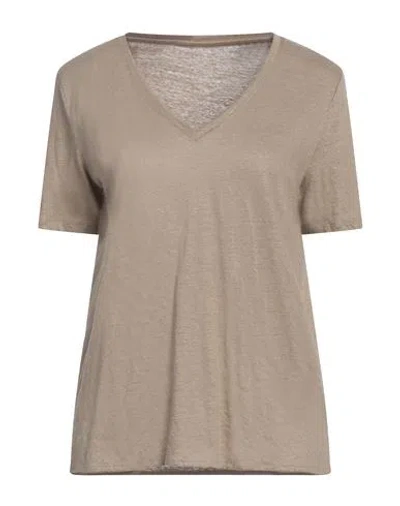 Majestic Filatures Woman T-shirt Beige Size 1 Linen, Elastane In Sand