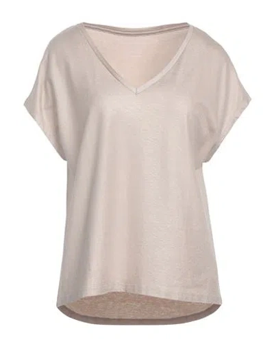 Majestic Filatures Woman T-shirt Beige Size 1 Viscose, Linen, Elastane